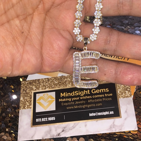 10k gold vermeil custom made chain for men, VVS clarity genuine Swarovski gems - Picture 10 of 10